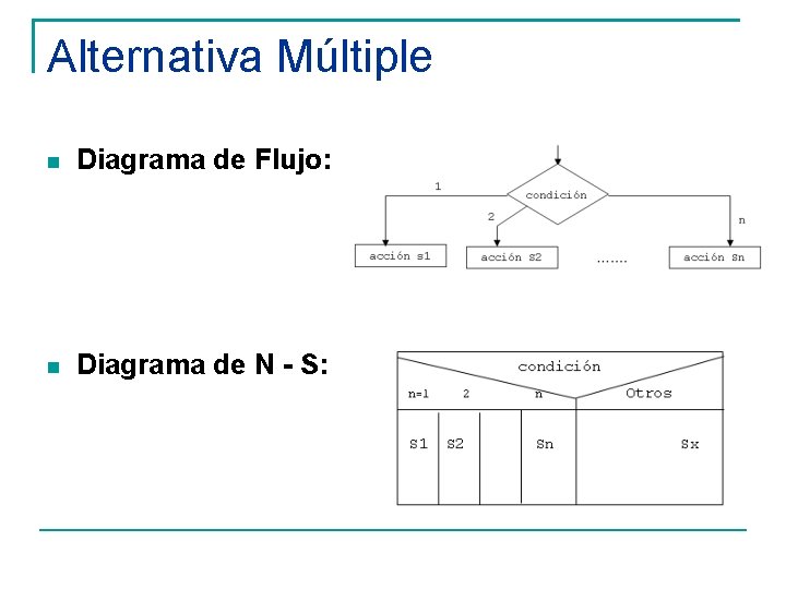 Alternativa Múltiple Diagrama de Flujo: Diagrama de N - S: 