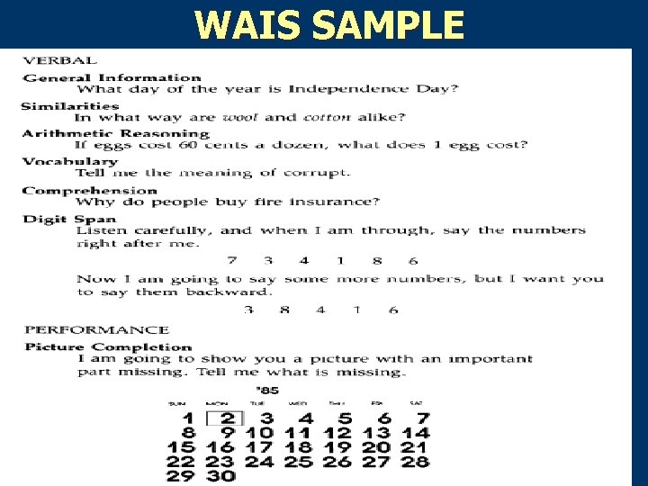 WAIS SAMPLE 