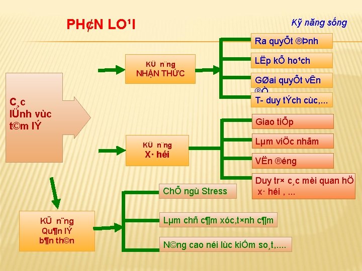 PH¢N LO¹I Kỹ năng sống Ra quyÕt ®Þnh KÜ n¨ng NHẬN THỨC C¸c lÜnh