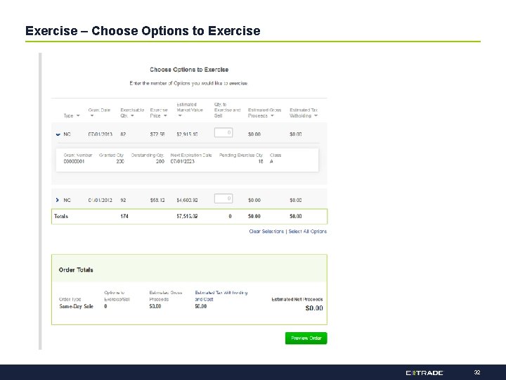 Exercise – Choose Options to Exercise 32 