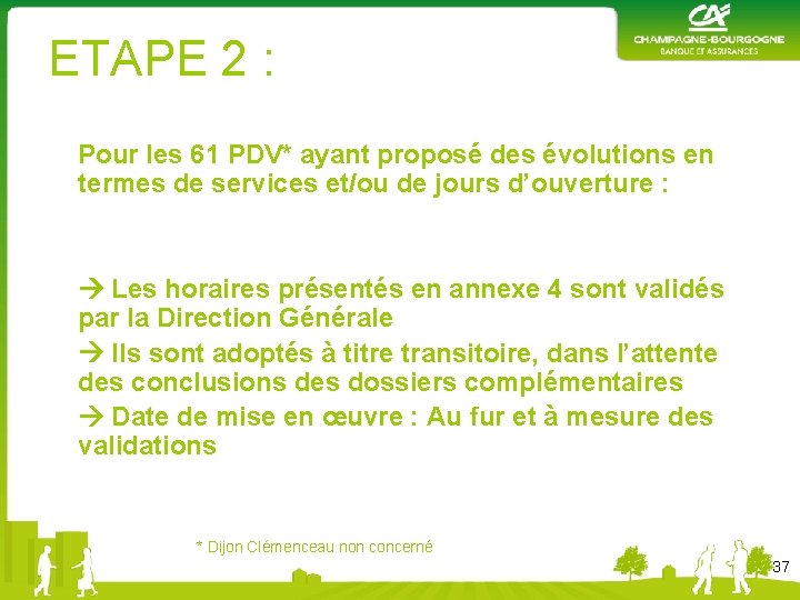 ETAPE 2 : Pour les 61 PDV* ayant proposé des évolutions en termes de