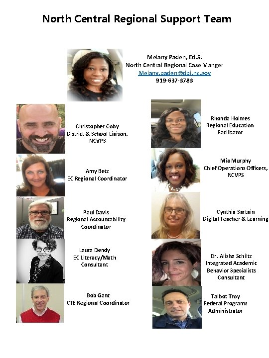 North Central Regional Support Team Melany Paden, Ed. S. North Central Regional Case Manger