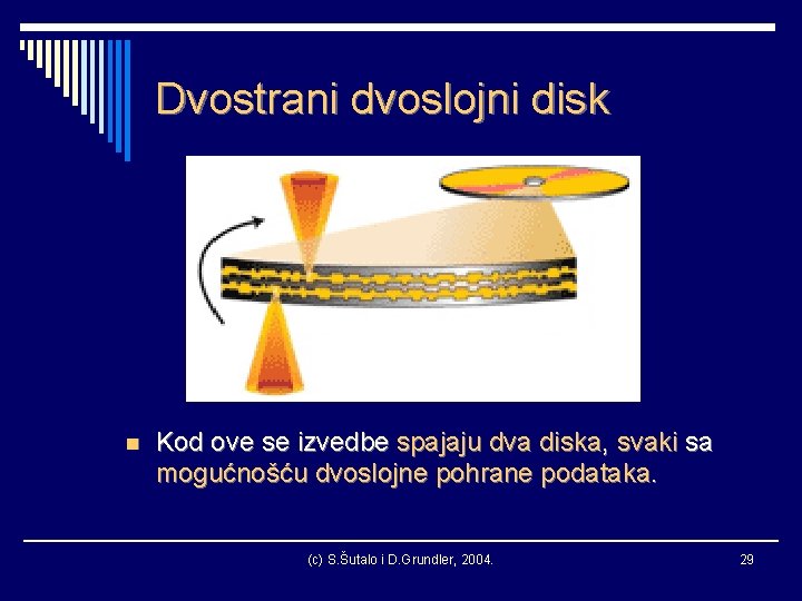 Dvostrani dvoslojni disk n Kod ove se izvedbe spajaju dva diska, svaki sa mogućnošću