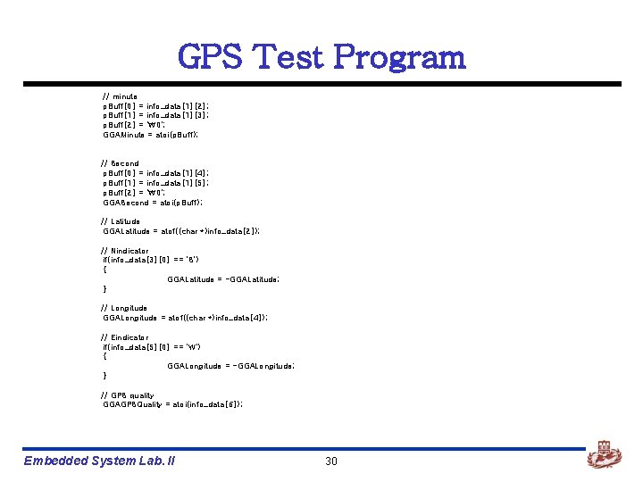 GPS Test Program // minute p. Buff[0] = info_data[1][2]; p. Buff[1] = info_data[1][3]; p.