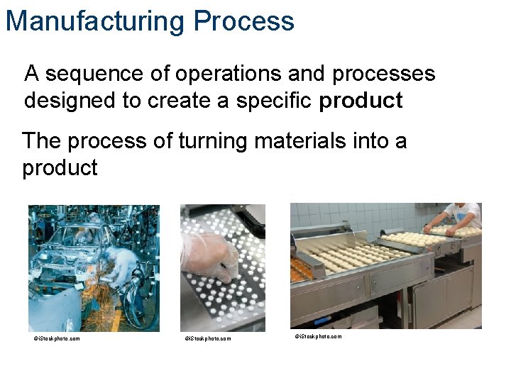 Manufacturing Process A sequence of operations and processes designed to create a specific product