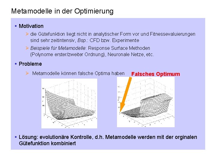 Metamodelle in der Optimierung § Motivation Ø die Gütefunktion liegt nicht in analytischer Form