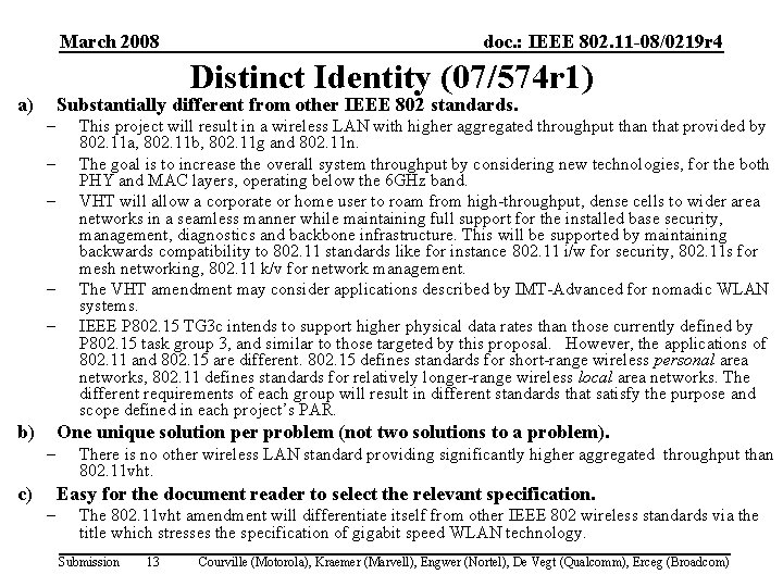 March 2008 doc. : IEEE 802. 11 -08/0219 r 4 Distinct Identity (07/574 r