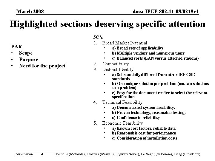 March 2008 doc. : IEEE 802. 11 -08/0219 r 4 Highlighted sections deserving specific