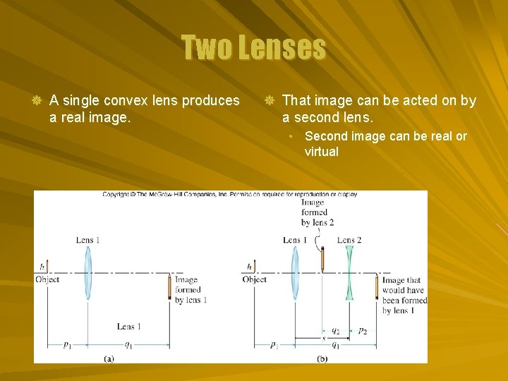 Two Lenses ] A single convex lens produces a real image. ] That image