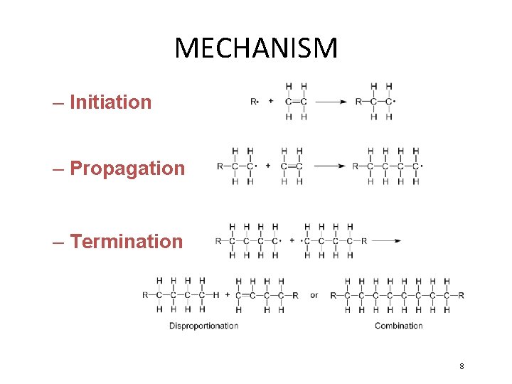 MECHANISM – Initiation – Propagation – Termination 8 