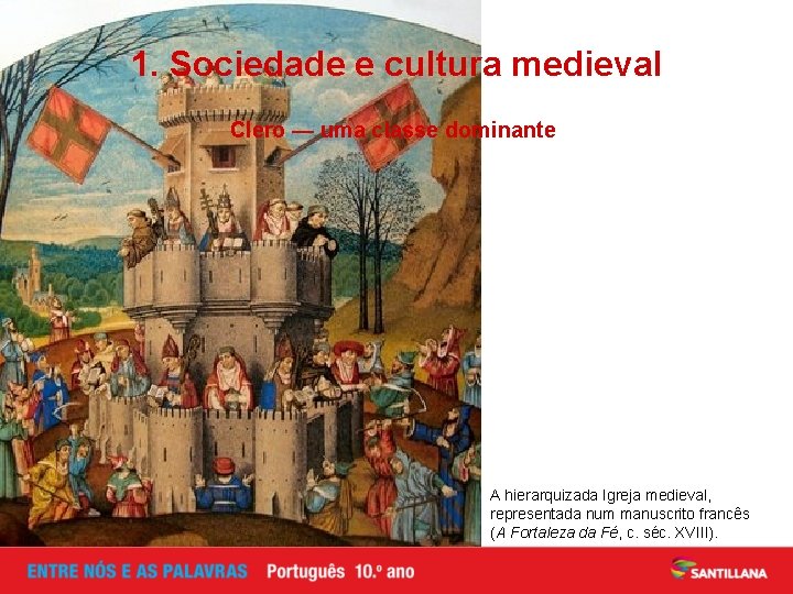 1. Sociedade e cultura medieval Clero — uma classe dominante A hierarquizada Igreja medieval,