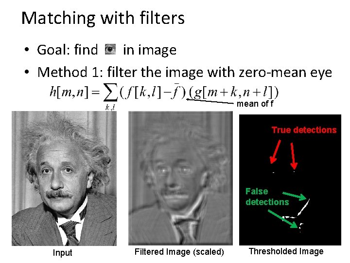Matching with filters • Goal: find in image • Method 1: filter the image