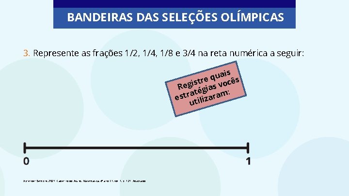 BANDEIRAS DAS SELEÇÕES OLÍMPICAS 3. Represente as frações 1/2, 1/4, 1/8 e 3/4 na