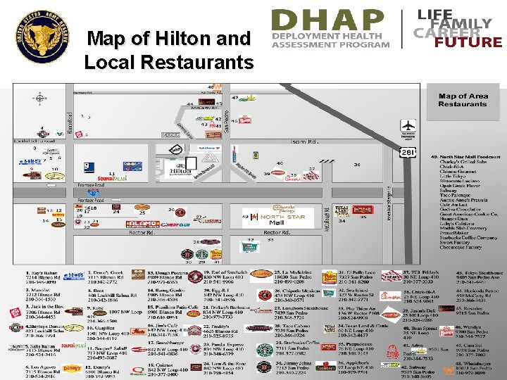 Map of Hilton and Local Restaurants 