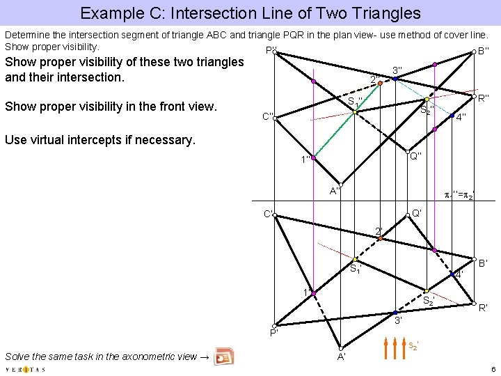 Example C: Intersection Line of Two Triangles Determine the intersection segment of triangle ABC