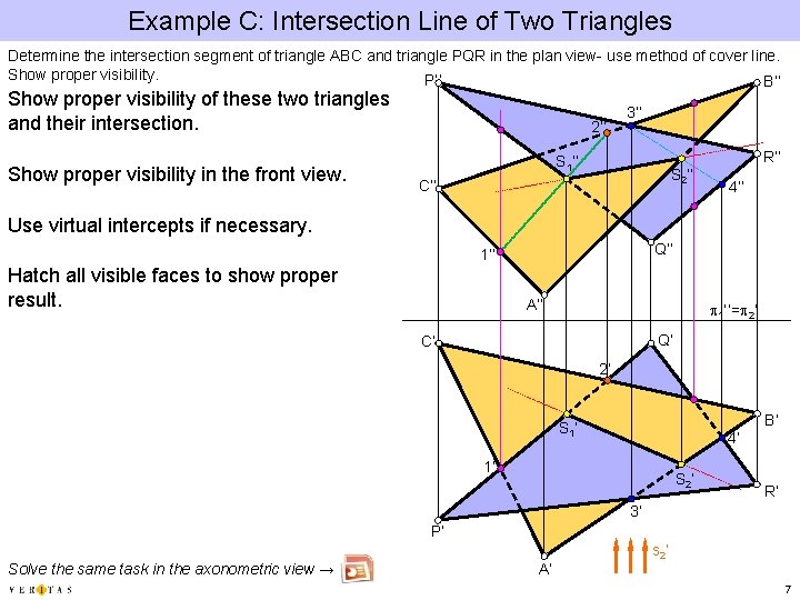 Example C: Intersection Line of Two Triangles Determine the intersection segment of triangle ABC