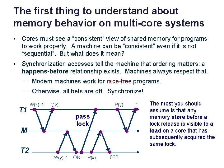 The first thing to understand about memory behavior on multi-core systems • Cores must