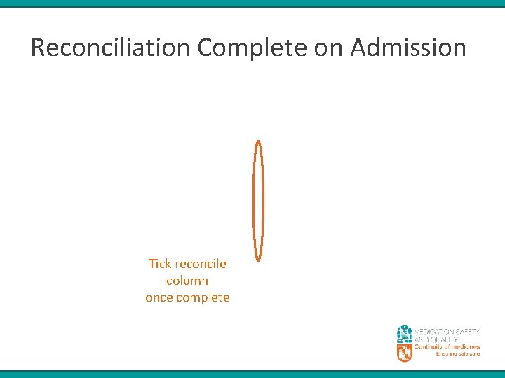 Reconciliation Complete on Admission Tick reconcile column once complete 