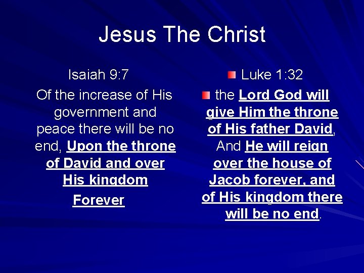 Jesus The Christ Isaiah 9: 7 Of the increase of His government and peace