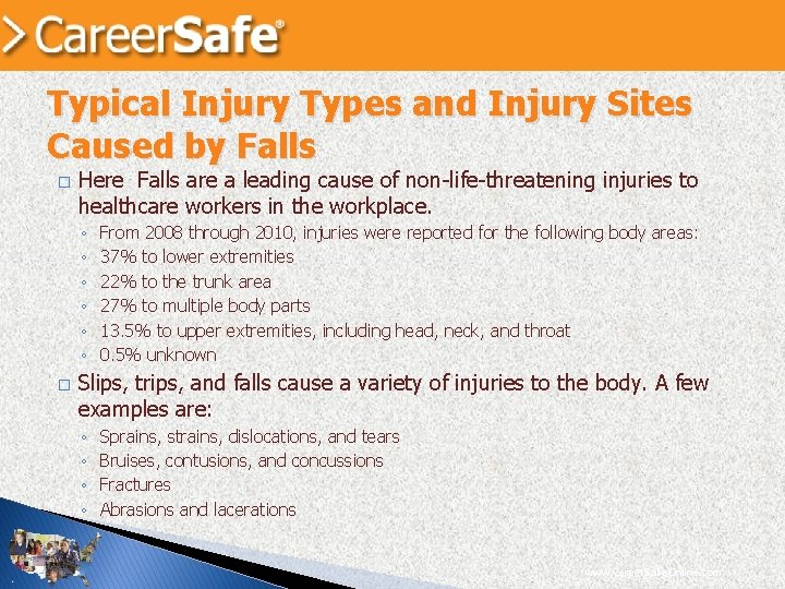 Typical Injury Types and Injury Sites Caused by Falls � Here Falls are a