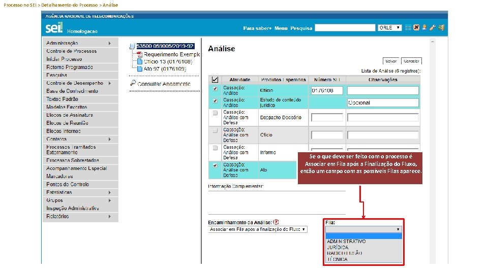 Processo no SEI > Detalhamento do Processo > Análise Se o que deve ser