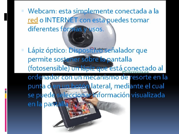  Webcam: esta simplemente conectada a la red o INTERNET con esta puedes tomar