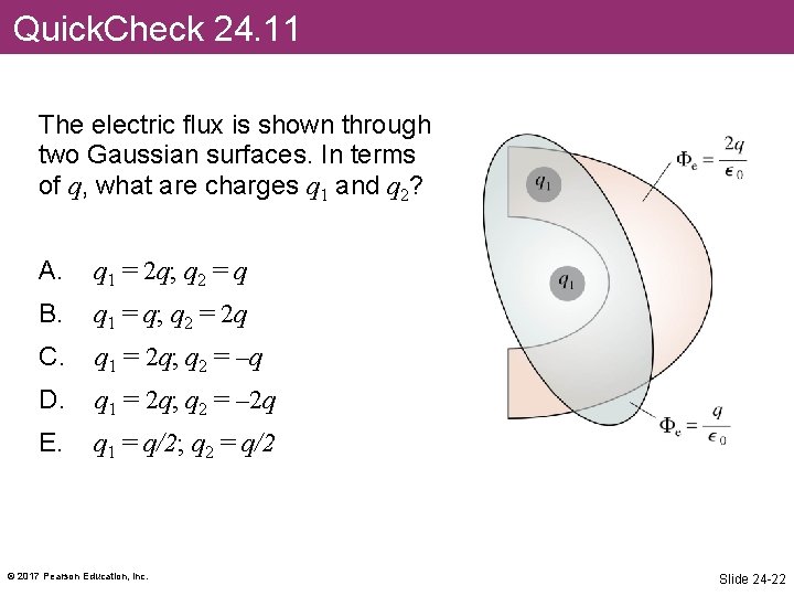 Quick. Check 24. 11 The electric flux is shown through two Gaussian surfaces. In