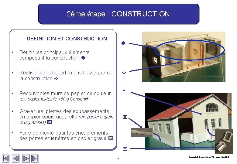 2ème étape : CONSTRUCTION DEFINITION ET CONSTRUCTION • Définir les principaux éléments composant la