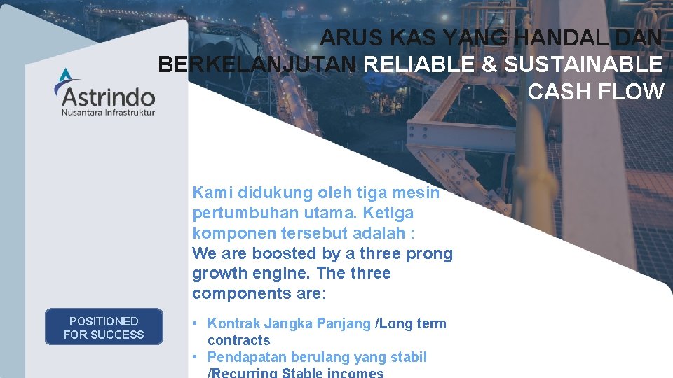 Company Presentation | 10 ARUS KAS YANG HANDAL DAN BERKELANJUTAN RELIABLE & SUSTAINABLE CASH