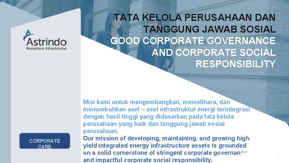 Company Presentation | 13 TATA KELOLA PERUSAHAAN DAN TANGGUNG JAWAB SOSIAL GOOD CORPORATE GOVERNANCE