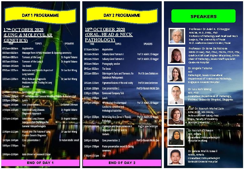 DAY 1 PROGRAMME 17 th OCTOBER 2020 (LUNG & MOLECULAR GENETICS) DAY 2 PROGRAMME