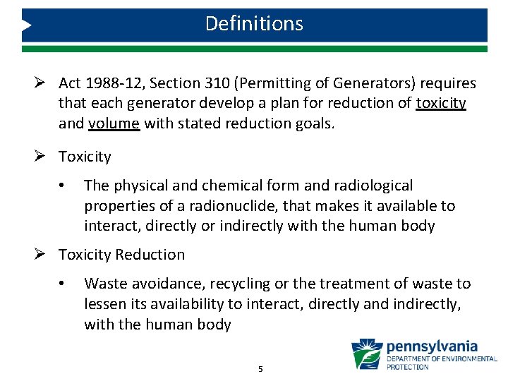 Definitions Ø Act 1988 -12, Section 310 (Permitting of Generators) requires that each generator