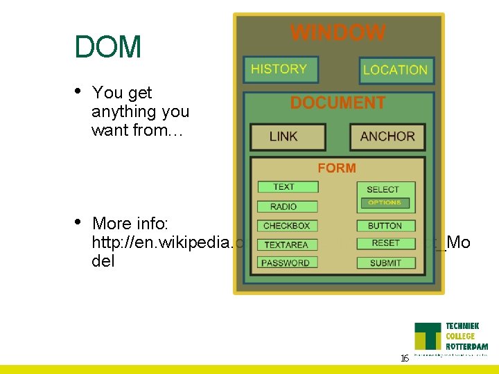 DOM • You get anything you want from… • More info: http: //en. wikipedia.