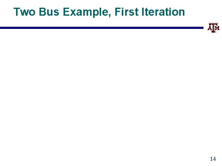 Two Bus Example, First Iteration 14 