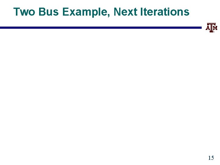 Two Bus Example, Next Iterations 15 