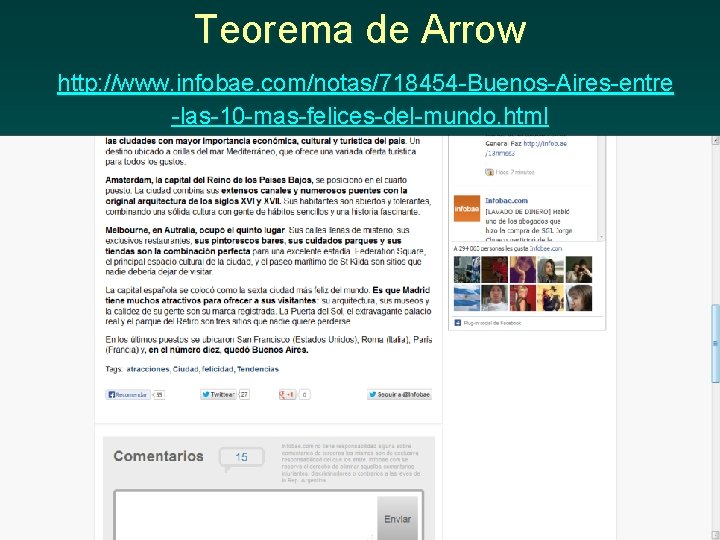 Teorema de Arrow http: //www. infobae. com/notas/718454 Buenos Aires entre las 10 mas felices