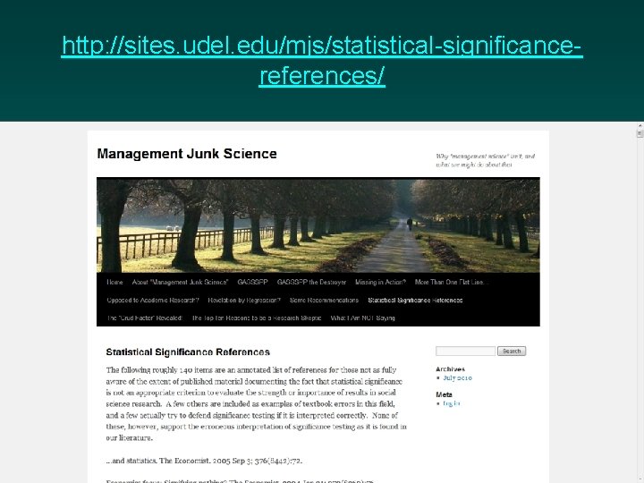 http: //sites. udel. edu/mjs/statistical significance references/ 