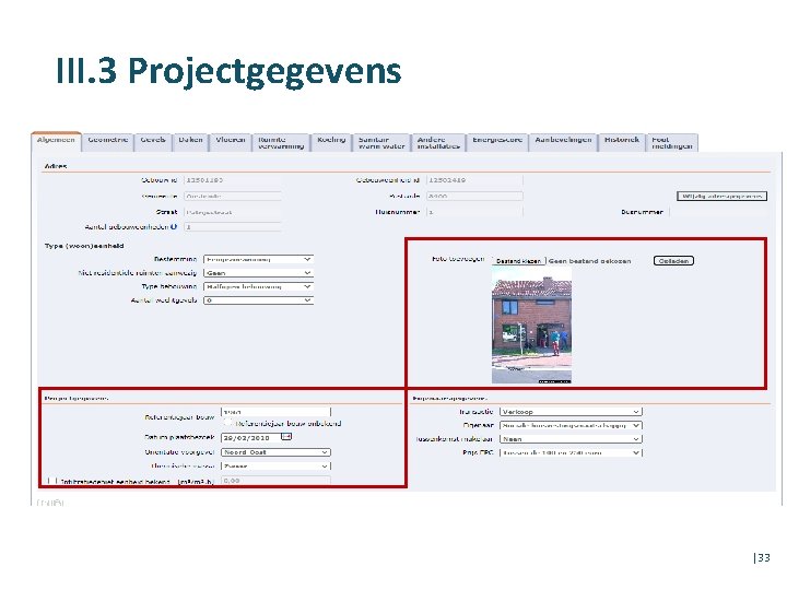 III. 3 Projectgegevens │33 