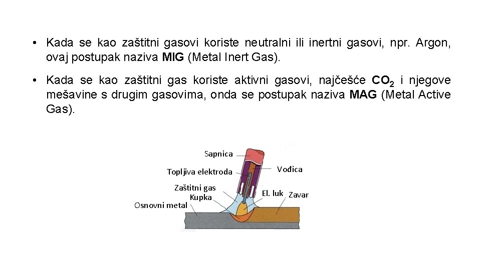  • Kada se kao zaštitni gasovi koriste neutralni ili inertni gasovi, npr. Argon,