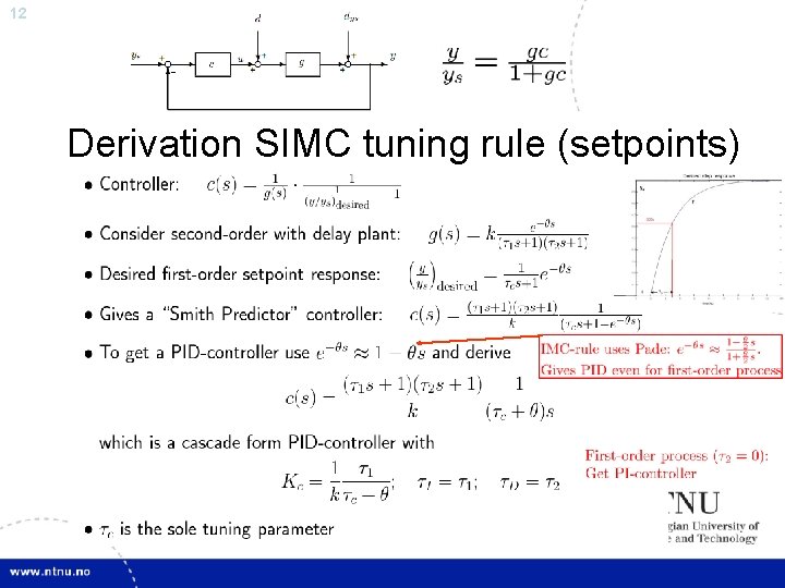 12 Derivation SIMC tuning rule (setpoints) 