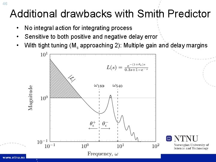 46 Additional drawbacks with Smith Predictor • No integral action for integrating process •