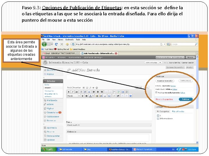 Paso 9. 3: Opciones de Publicación de Etiquetas: en esta sección se define la