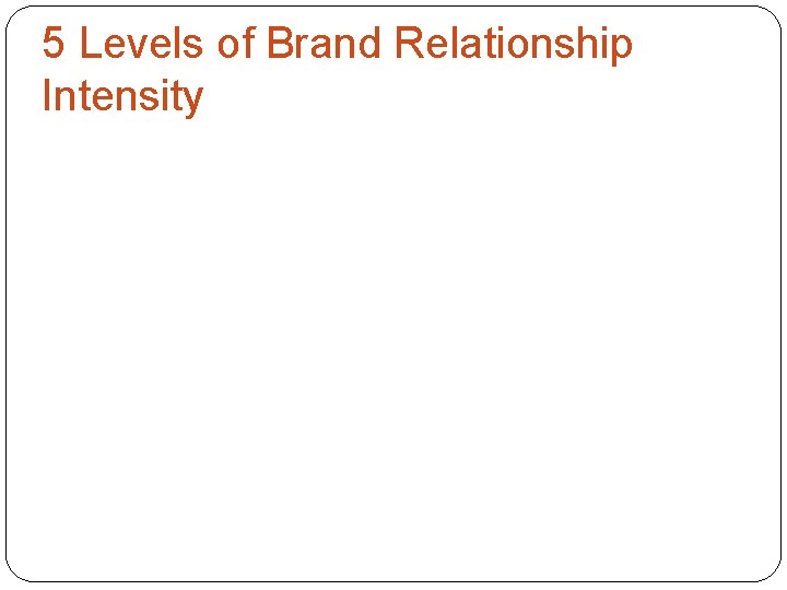 5 Levels of Brand Relationship Intensity 