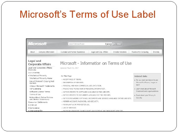 Microsoft’s Terms of Use Label 