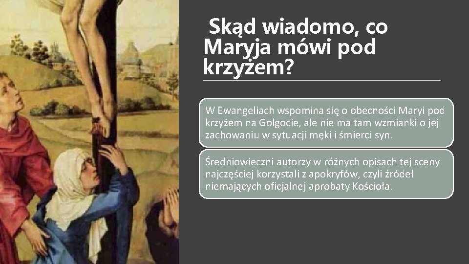 Skąd wiadomo, co Maryja mówi pod krzyżem? W Ewangeliach wspomina się o obecności Maryi