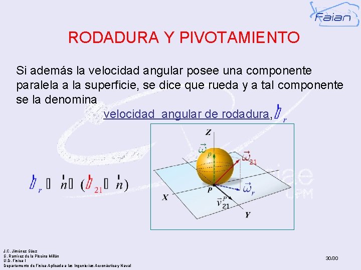 RODADURA Y PIVOTAMIENTO Si además la velocidad angular posee una componente paralela a la