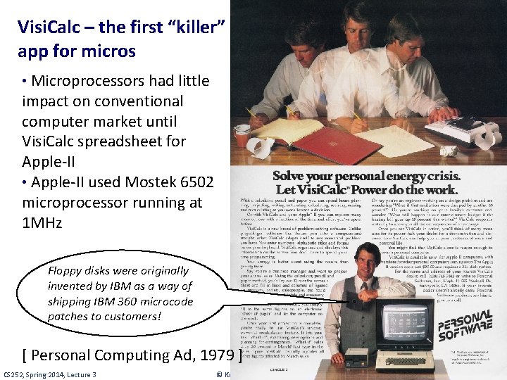 Visi. Calc – the first “killer” app for micros • Microprocessors had little impact