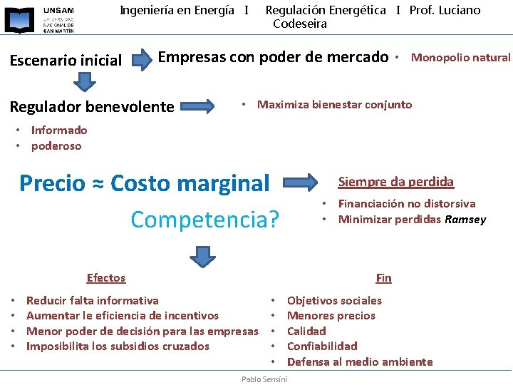 Ingeniería en Energía I Escenario inicial Regulación Energética I Prof. Luciano Codeseira Empresas con