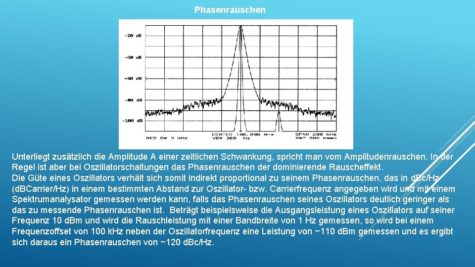 Phasenrauschen Unterliegt zusätzlich die Amplitude A einer zeitlichen Schwankung, spricht man vom Amplitudenrauschen. In Phasenrauschen Unterliegt zusätzlich die Amplitude A einer zeitlichen Schwankung, spricht man vom Amplitudenrauschen. In
