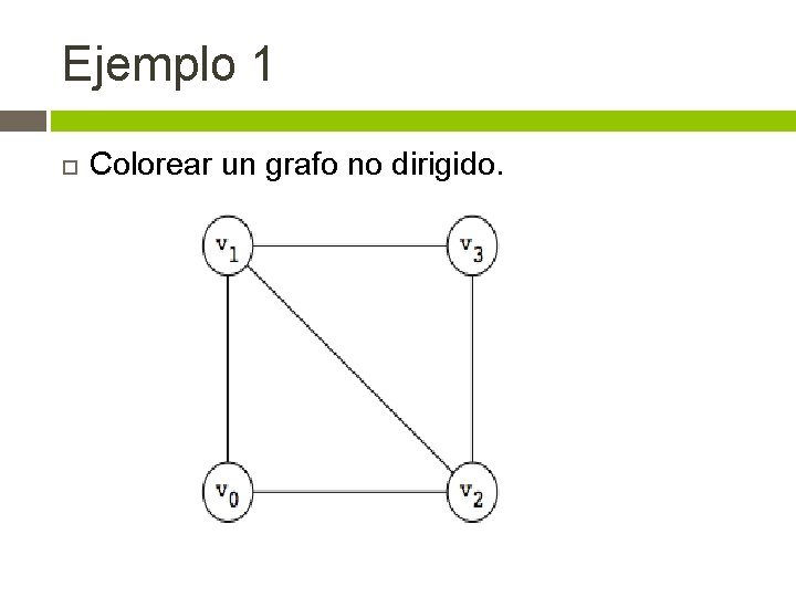 Ejemplo 1 Colorear un grafo no dirigido. 